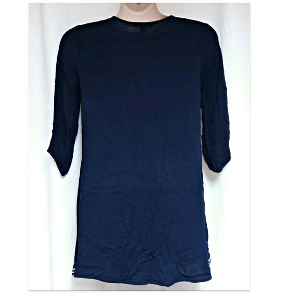 Embroidered Boho Tunic Size Small Navy - Picture 3 of 4